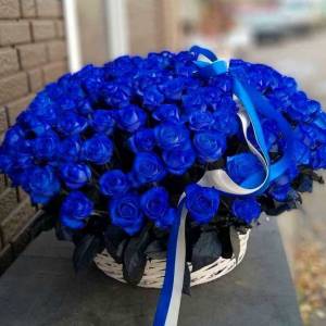 101 синяя роза с оформлением R1988